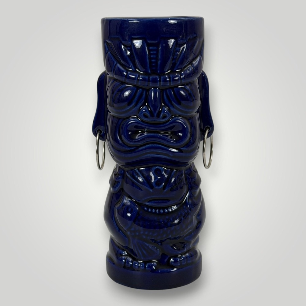 Emeril's Tchoup Chop Tiki Mug Blue Tiki Farm Tiki Soul Orlando with Earringsβ